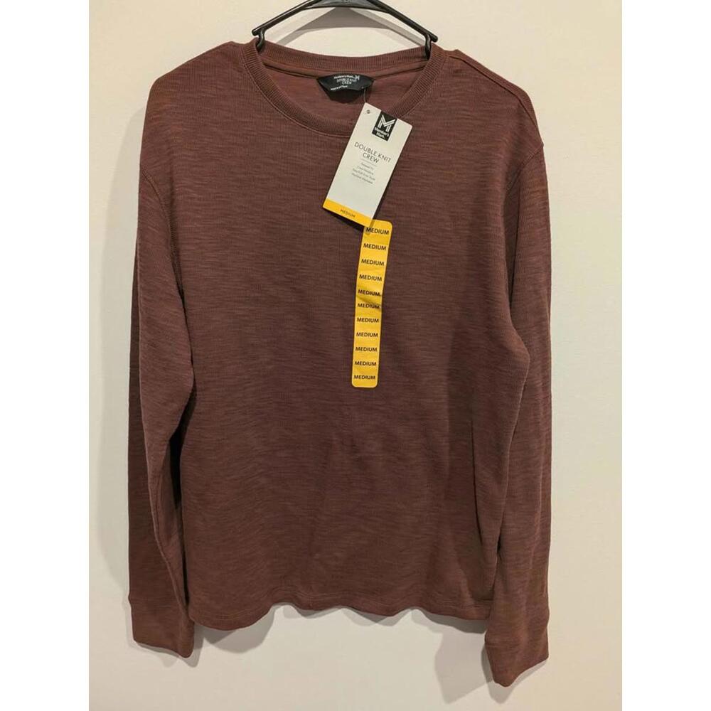 Member's Mark Double Knit Crew Long Sleeve Shirt Medium Brown New